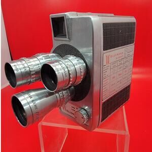 Vintage Wollensak Eight Model 23 Three Rotating Lens Movie Film Camera 8mm